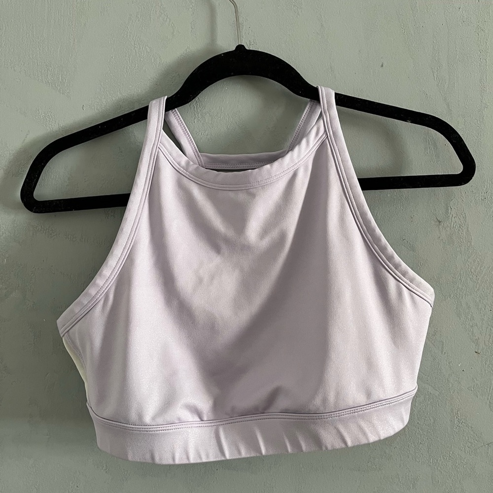Purple shimmer sports bra